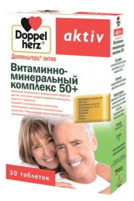 Купить doppelherz activ (доппельгерц) витаминно-минеральный комплекс 50+, таблетки, 30 шт бад в Ваде