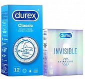 Купить durex (дюрекс) набор: презервативы classic, 12шт + invisible extra lube, 3шт в Ваде