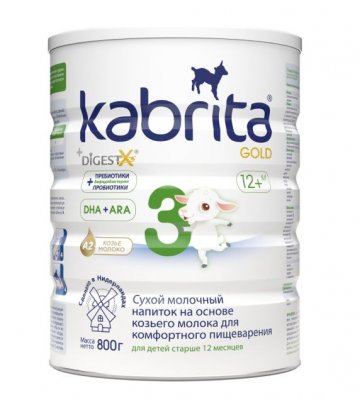 Купить kabrita gold 3 (кабрита) смесь на козьем молоке для детей старше 12 месяцев, 800г в Ваде