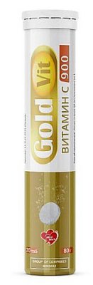 Купить gold vit (голд вит) витамин с 900, таблетки шипучие 4г, 20 шт бад в Ваде