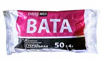 Вата стерильная хирургическая хлопковая гигроскопическая ЭверсМед, 50г