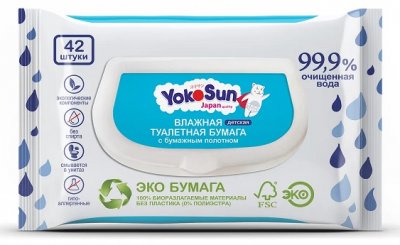 Купить йокосан (yokosun) влажная туалетная бумага детская, 42шт в Ваде