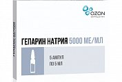 Купить гепарин, раствор для внутривенного и подкожного введения 5000ме/мл, ампулы 5мл, 5 шт в Ваде