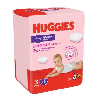 Купить huggies (хаггис) трусики-подгузники 3 для девочек 7-11кг 19шт в Ваде