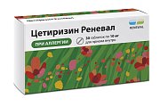 Купить цетиризин реневал, таблетки, покрытые пленочной оболочкой, 10 мг, 30шт от аллергии в Ваде