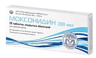 Купить моксонидин, таблетки, покрытые оболочкой 0,2мг, 20 шт в Ваде