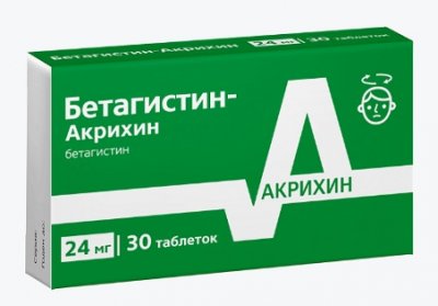 Купить бетагистин-акрихин, таблетки 24мг, 30 шт в Ваде