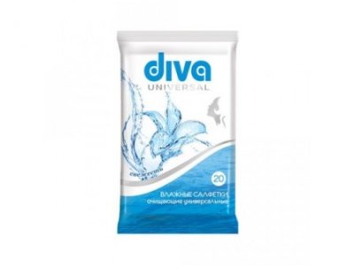 Купить diva (дива) салфетки влажные очищающие универсальные, 20 шт в Ваде