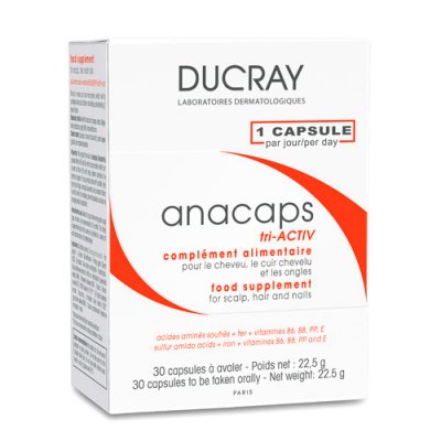 Купить дюкрэ анакапс (ducray аnacaps) три-актив для волос и кожи головы капсулы 30 шт бад в Ваде