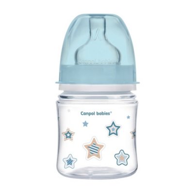 Купить canpol (канпол) бутылочка пластиковая easystart newborn антиколиковая с широким горлом с рождения, 120 мл голубая в Ваде