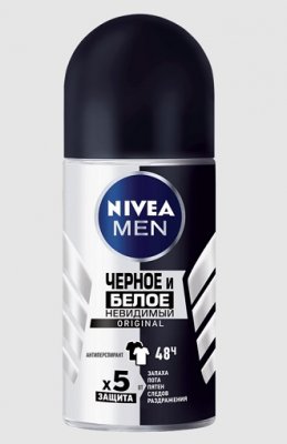 Купить nivea (нивея) для мужчин дезодорант шариковый невидимый черное и белое original, 50мл в Ваде