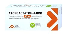 Купить аторвастатин-алси, таблетки покрытые пленочной оболочкой 40мг, 30 шт в Ваде