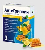 Купить антигриппин, порошок для приготовления раствора для приема внутрь, медово-лимонный 500мг+10мг+200мг, пакетики 5г, 3 шт в Ваде