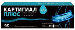 Купить картигиал плюс, протез синовиальной жидкости, раствор для внутрисуставного введения 1,5% шприц 2,5мл 1шт в Ваде