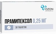 Купить прамипексол, таблетки 0,25мг, 30 шт в Ваде