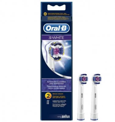 Купить oral-b (орал-би) насадки для электрических зубных щеток, насадка 3d white отбеливающие 2 шт в Ваде