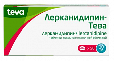 Купить лерканидипин-тева, таблетки, покрытые пленочной оболочкой, 10мг, 56шт в Ваде