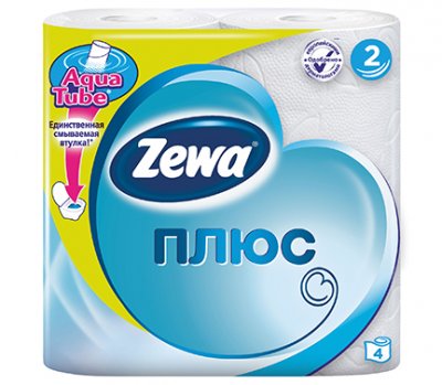 Купить зева (zewa) плюс туалетная бумага 2-х слойная белая, рулон 4шт в Ваде