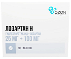 Купить лозартан-н, таблетки, покрытые пленочной оболочкой 25мг+100мг, 30 шт в Ваде