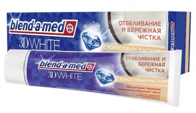 Купить бленд-а-мед (blend a med)зубная паста 3d вайт отбеливание и бережная чистка с кокосовым маслом 100мл в Ваде