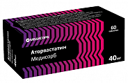 Купить аторвастатин медисорб, таблетки покрытые пленочной оболочкой 40 мг, 60 шт в Ваде