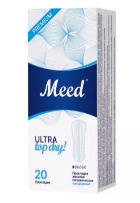 Купить meed ultra top dry (мид) прокладки ежедневные ультратонкие усеченные, 20 шт в Ваде