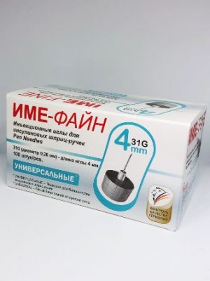 Купить иглы ime-fine для инъекций универсальные для инсулиновых шприц-ручек 31g (0,26мм х 4мм) 100 шт в Ваде