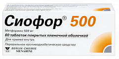 Купить сиофор 500, таблетки, покрытые пленочной оболочкой 500мг, 60 шт в Ваде