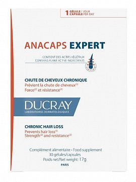 Дюкрэ Анакапс (Ducray Аnacaps) Expert для волос, кожи головы и ногтей, капсулы 30 шт БАД