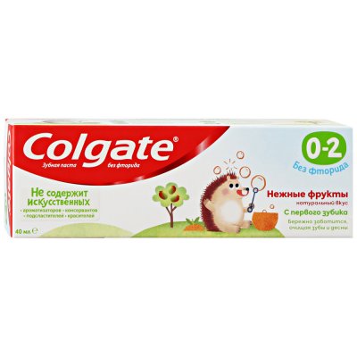Купить колгейт (colgate) зубная паста детская без фтора с 0-2 лет нежные фрукты, 40мл в Ваде
