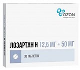 Лозартан-Н, таблетки, покрытые пленочной оболочкой 12,5мг+50мг, 30 шт
