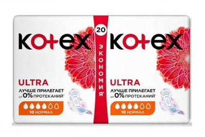 Купить kotex ultra dry (котекс) прокладки нормал дуо 20шт в Ваде