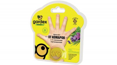Купить gardex (гардекс) baby браслет от комаров с двух лет 1 шт (сменный картридж 3 шт) в Ваде
