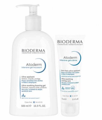 Купить bioderma atoderm (биодерма) набор: очищение и уход атодерм гель интенсив, 500 мл+ атодерм гель-крем, 75 мл. в Ваде