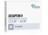 Купить лозартан-н, таблетки, покрытые пленочной оболочкой 50мг+12,5мг, 90 шт в Ваде