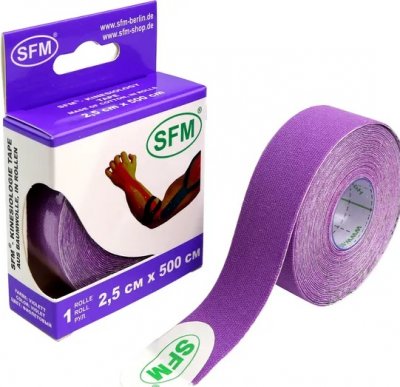 Купить лента (тейп) кинезиологическая sfm-plaster на хлопковой основе  2,5см х 5м фиолетовый в Ваде