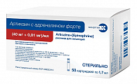 Купить артикаин с адреналином форте, раствор для инъекций	(40мг+0,01мг)/мл, картридж 1,7мл, 50 шт  в Ваде
