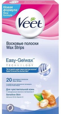 Купить вит (veet) восковые полоски для депиляции для чувствительной кожи easy gel-wax, 20 шт  в Ваде