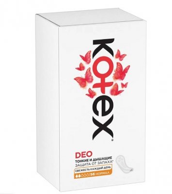 Купить kotex deo (котекс) прокладки ежедневные нормал 56шт в Ваде