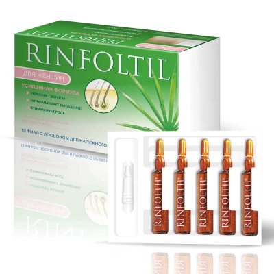 Купить rinfoltil (ринфолтил) усиленная формула от выпадения волос для женщин ампулы, 10 шт в Ваде