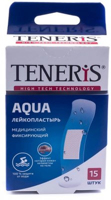 Купить пластырь teneris aqua (тенерис) водостойкий фиксирующий полимерная основа, 15 шт в Ваде