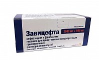 Купить завицефта, порошок для приготовления концентрата для приготовления раствора для инфузий 2000мг+500мг, флаконы 10шт в Ваде