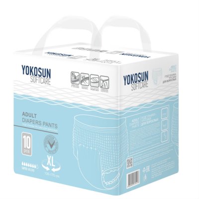 Купить yokosun (йокосан) подгузники-трусики для взрослых размер xl (объем 130-170см) 10 шт в Ваде