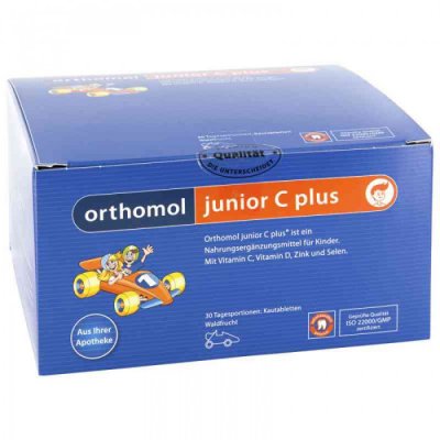 Купить orthomol junior c plus (ортомол джуниор с плюс), таблетки жевательные, 30 шт со вкусом лесные ягоды бад в Ваде