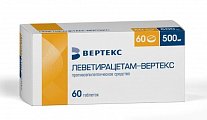 Купить леветирацетам-вертекс, таблетки покрытые пленочной оболочкой 500 мг, 60 шт в Ваде