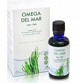 Купить омега-3 омега дель мар (omega dei mar) из морских водорослей, жидкость флакон 50мл бад в Ваде
