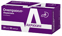 Купить омепразол-акрихин, капсулы кишечнорастворимые 20мг, 50 шт в Ваде
