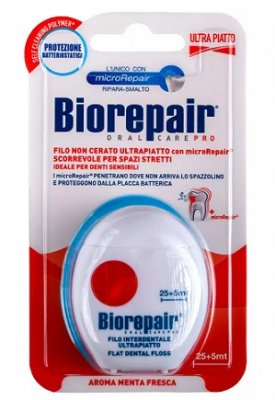 Купить биорепейр (biorepair) зубная нить ультратонкая для чувствительных десен без воска, 30м в Ваде