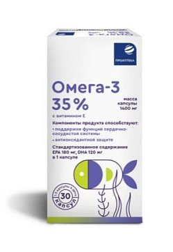 Проаптека Омега-3-35% с витамином Е, капсулы 1400мг 30шт БАД