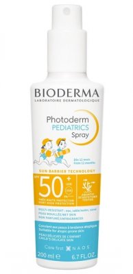 Купить bioderma photoderm рediatrics (биодерма фотодерм) спрей для лица и тела для детей солнцезащитный 200мл, spf50+ в Ваде